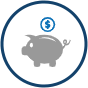 grey piggy bank icon